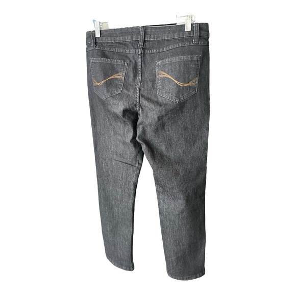 CLEO Petites Black Denim Straight Leg Stretch Jeans Size 12 - Picture 2 of 12